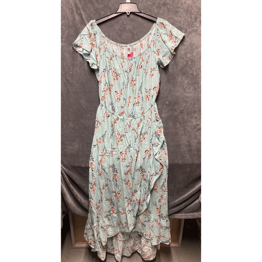 NEW Off The Shoulder Floral Maxi Dress XXL High Low Hem Fairycore Wedding Guest